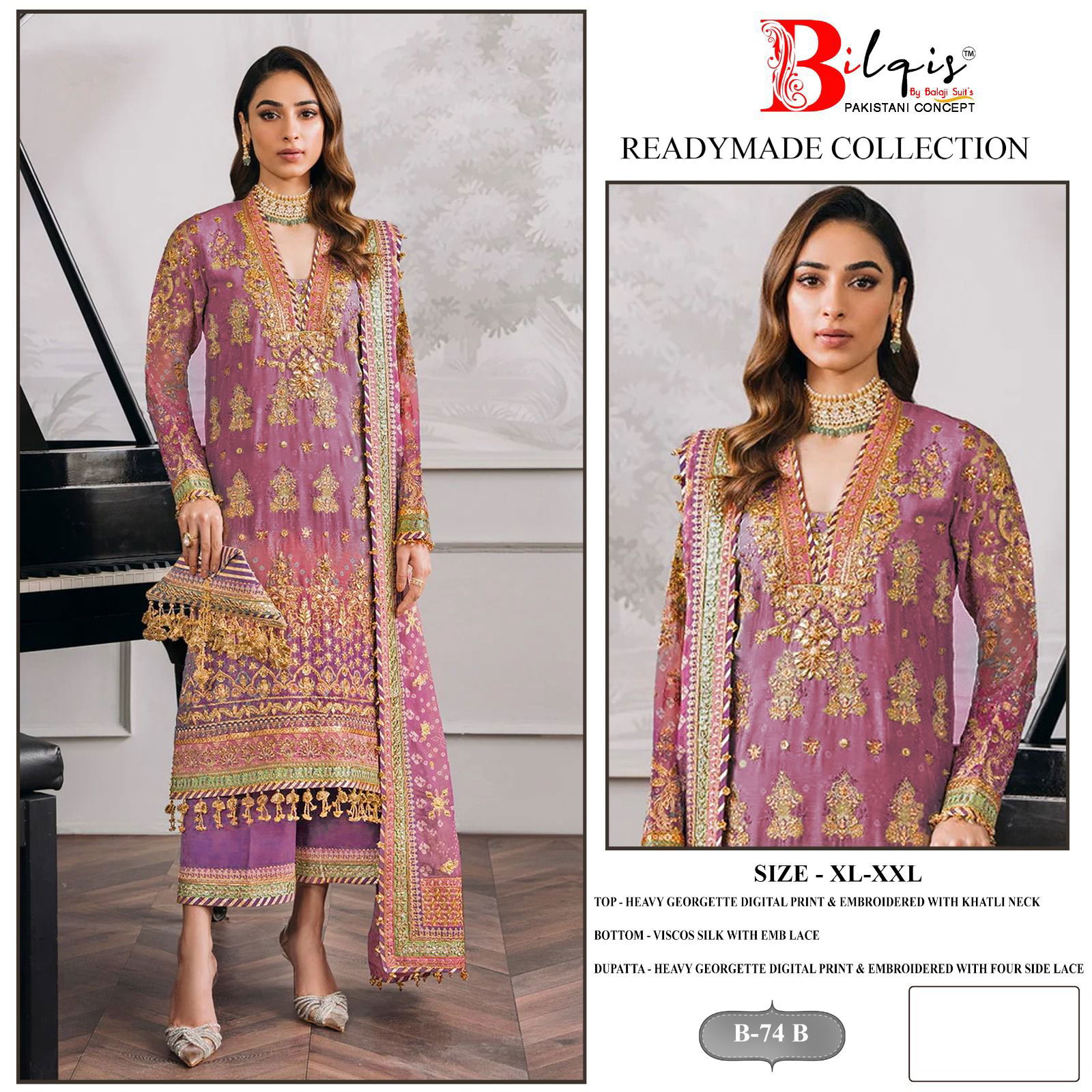 B 74 A To D Bilqis Georgette Pakistani Suits Wholesale Clothing Suppliers In India
